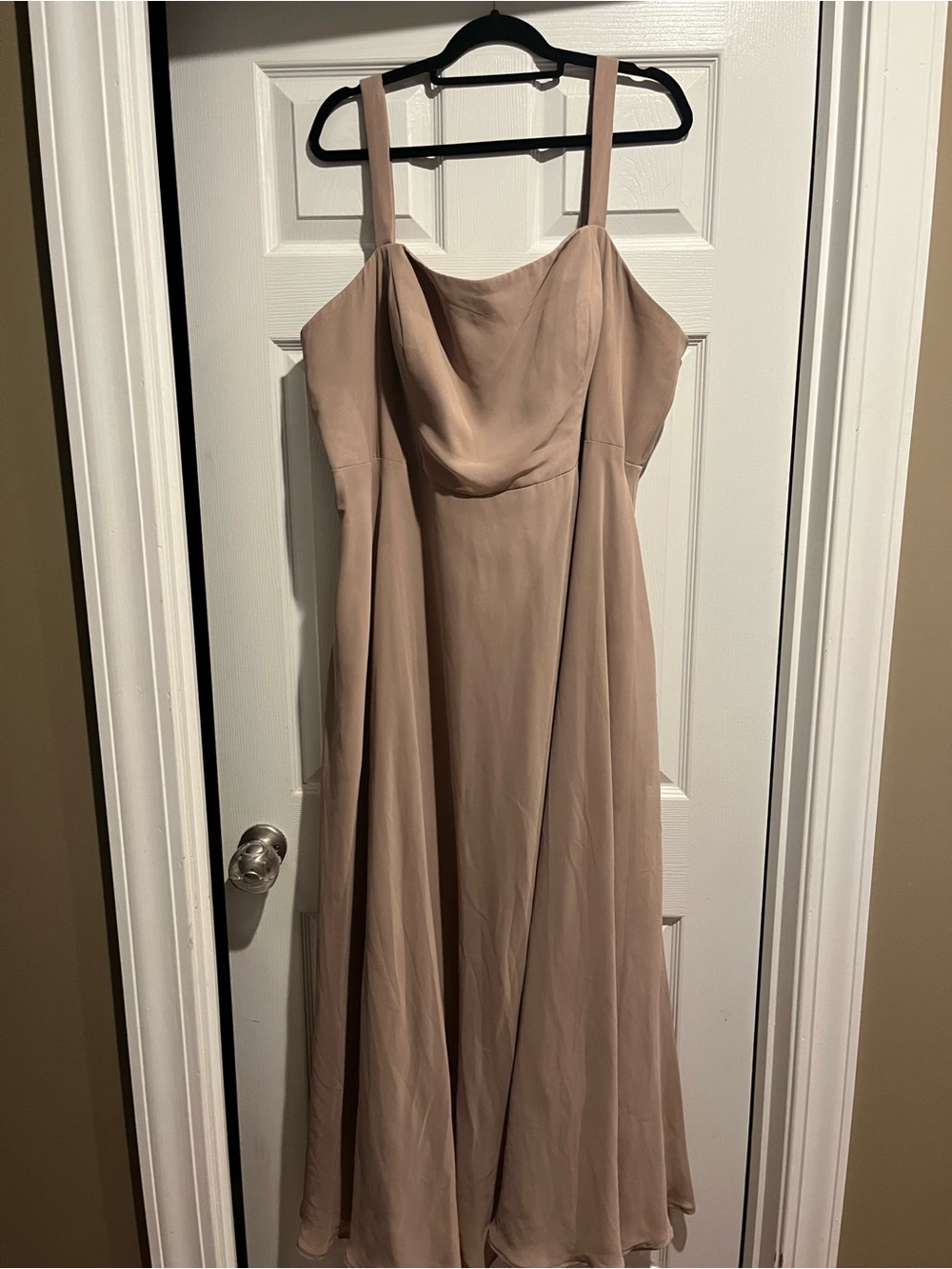 Azazie Blush Taupe Cowl-Neck Maxi Dress